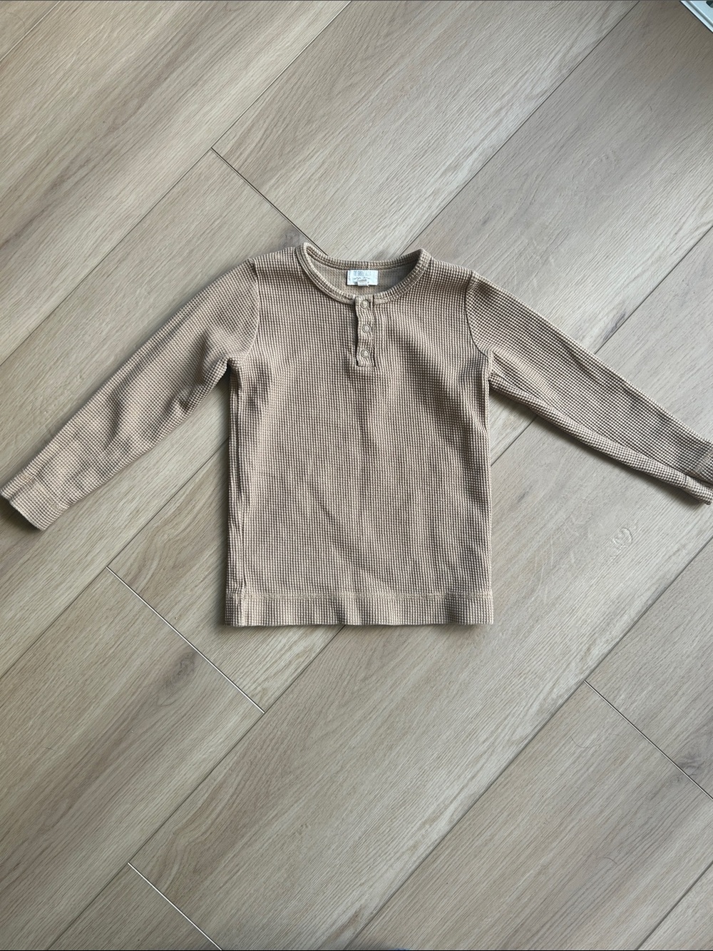 Simple Folk Long-Sleeve Henley Top - Beige